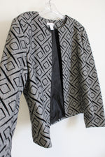 Dressbarn Black White Silver Woven Jacket | L