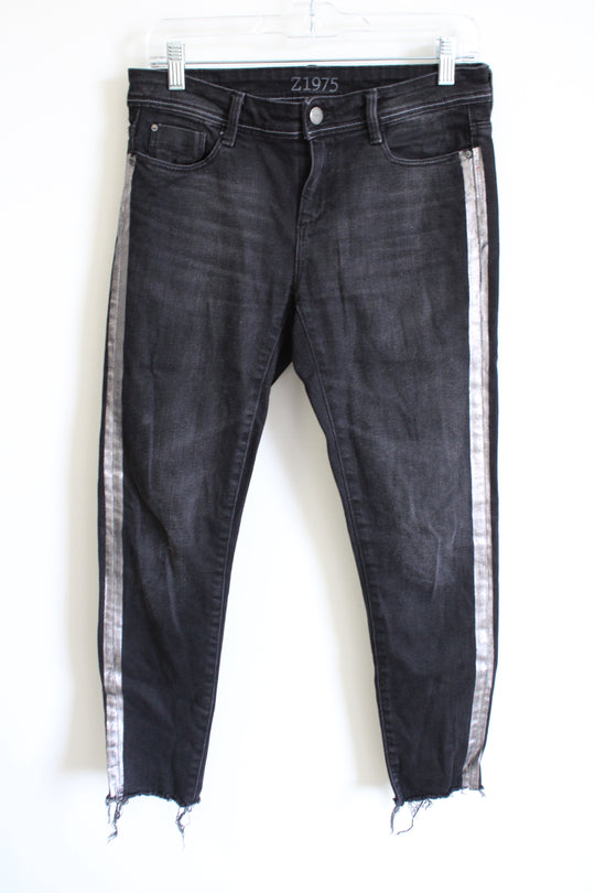 Zara Basics 1975 Black Wash Silver Stripe Ankle Jeans | 6