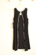 NEW MSK Black Rhinestone Embellished Dress with Split Back | M