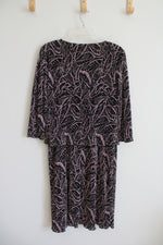 Connected Apparel Pleated Black & Purple Patterned Dress | 6
