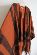 NEW Moss Rose Burnt Orange & Black Plaid Shawl | One Size