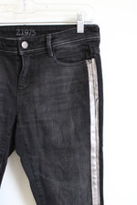 Zara Basics 1975 Black Wash Silver Stripe Ankle Jeans | 6