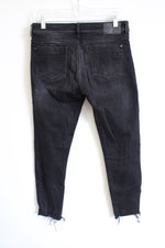 Zara Basics 1975 Black Wash Silver Stripe Ankle Jeans | 6
