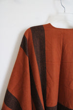 NEW Moss Rose Burnt Orange & Black Plaid Shawl | One Size