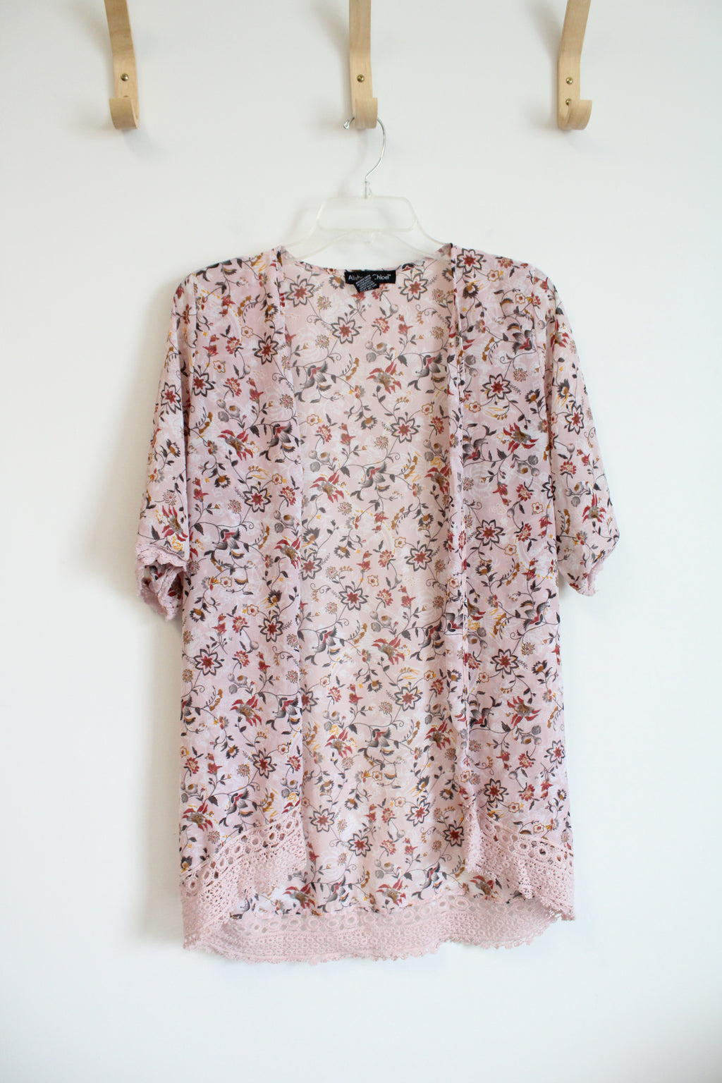 Alisha & Chloe Light Pink Floral Sheer Cardigan | S