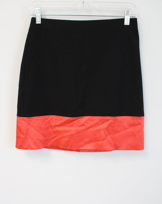 Ann Taylor Black & Orange Mini Skirt | 2 Petite