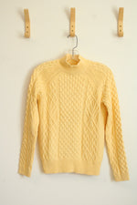 Preswick & Moore Yellow Cable Knit Mock Turtleneck Sweater | S