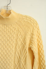 Preswick & Moore Yellow Cable Knit Mock Turtleneck Sweater | S