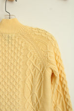 Preswick & Moore Yellow Cable Knit Mock Turtleneck Sweater | S
