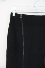 Ann Taylor Black Textured Double Front Zipper Pencil Skirt | 2