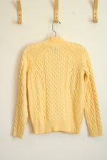 Preswick & Moore Yellow Cable Knit Mock Turtleneck Sweater | S