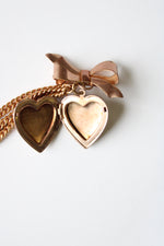 Vintage Arabian Scimtar Sword & Heart Locket Rose Gold Chain Pin