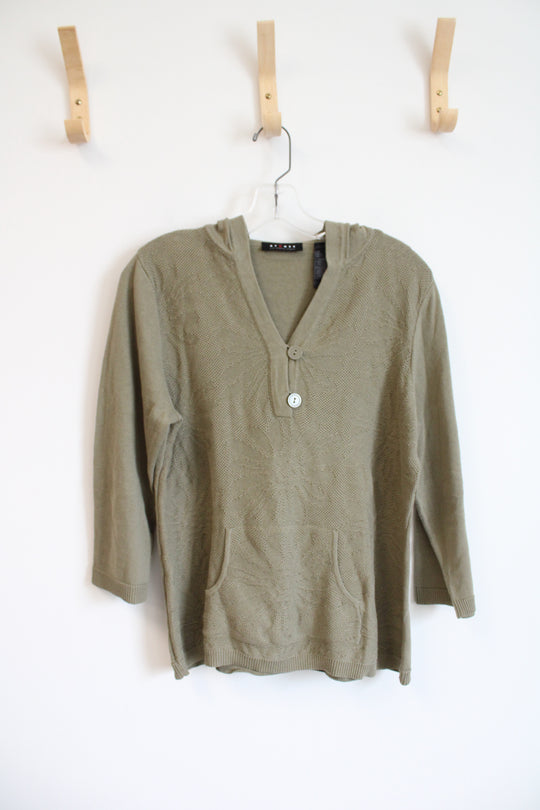 Axcess Olive Green Floral Hoodie | L