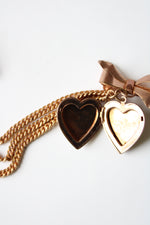 Vintage Arabian Scimtar Sword & Heart Locket Rose Gold Chain Pin