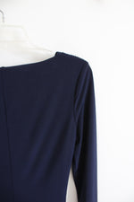 Chaps Navy Ruched Long Sleeved Dress | S
