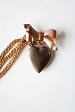 Vintage Arabian Scimtar Sword & Heart Locket Rose Gold Chain Pin
