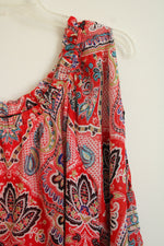 Sara Michelle Red Paisley Open Shoulder Layered Blouse | XL Petite