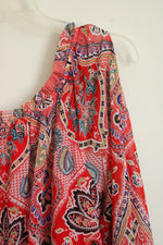 Sara Michelle Red Paisley Open Shoulder Layered Blouse | XL Petite