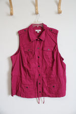 CJ Banks Fuchsia Button Down Vest | 3X