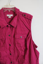 CJ Banks Fuchsia Button Down Vest | 3X