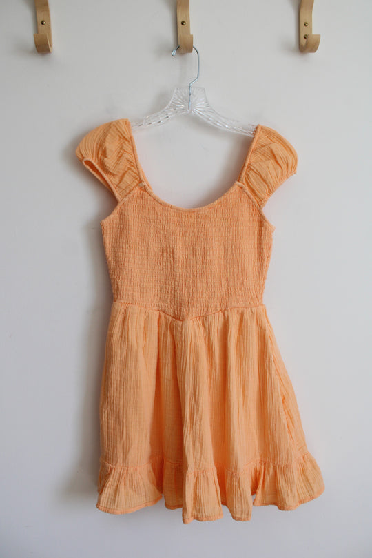 American Eagle Orange Ruched Mini Dress | XS