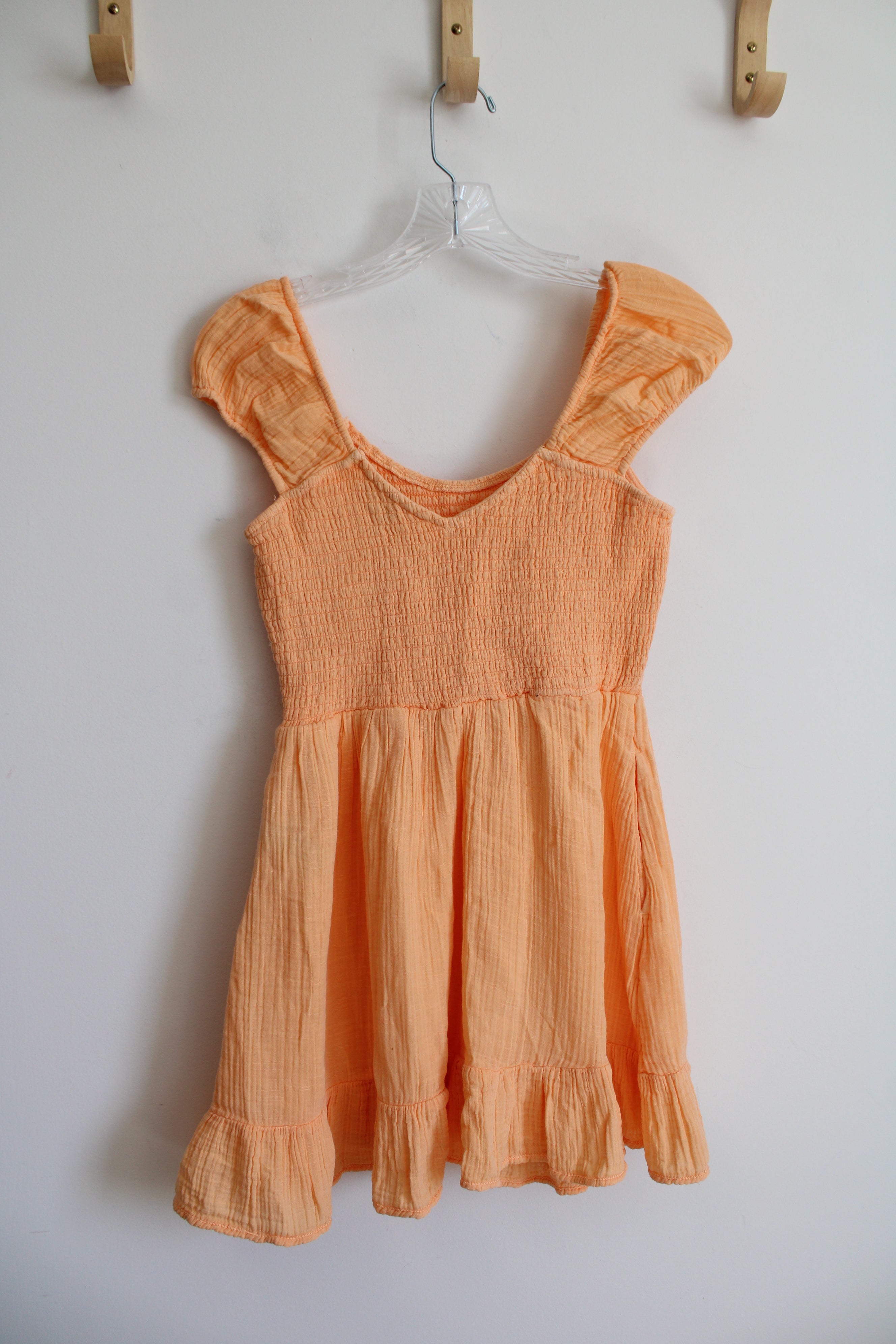 American Eagle Orange Ruched Mini Dress American Eagle Orange Ruched Mini Dress