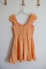 American Eagle Orange Ruched Mini Dress | XS