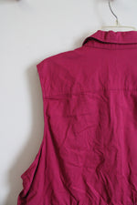CJ Banks Fuchsia Button Down Vest | 3X