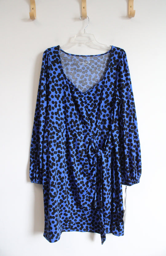 NEW Ava & Viv Blue & Black Dotted Tied Dress | XXL