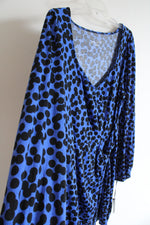 NEW Ava & Viv Blue & Black Dotted Tied Dress | XXL