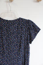 NEW LOFT Navy Colorful Dotted Button Down Dress | 0 Petite