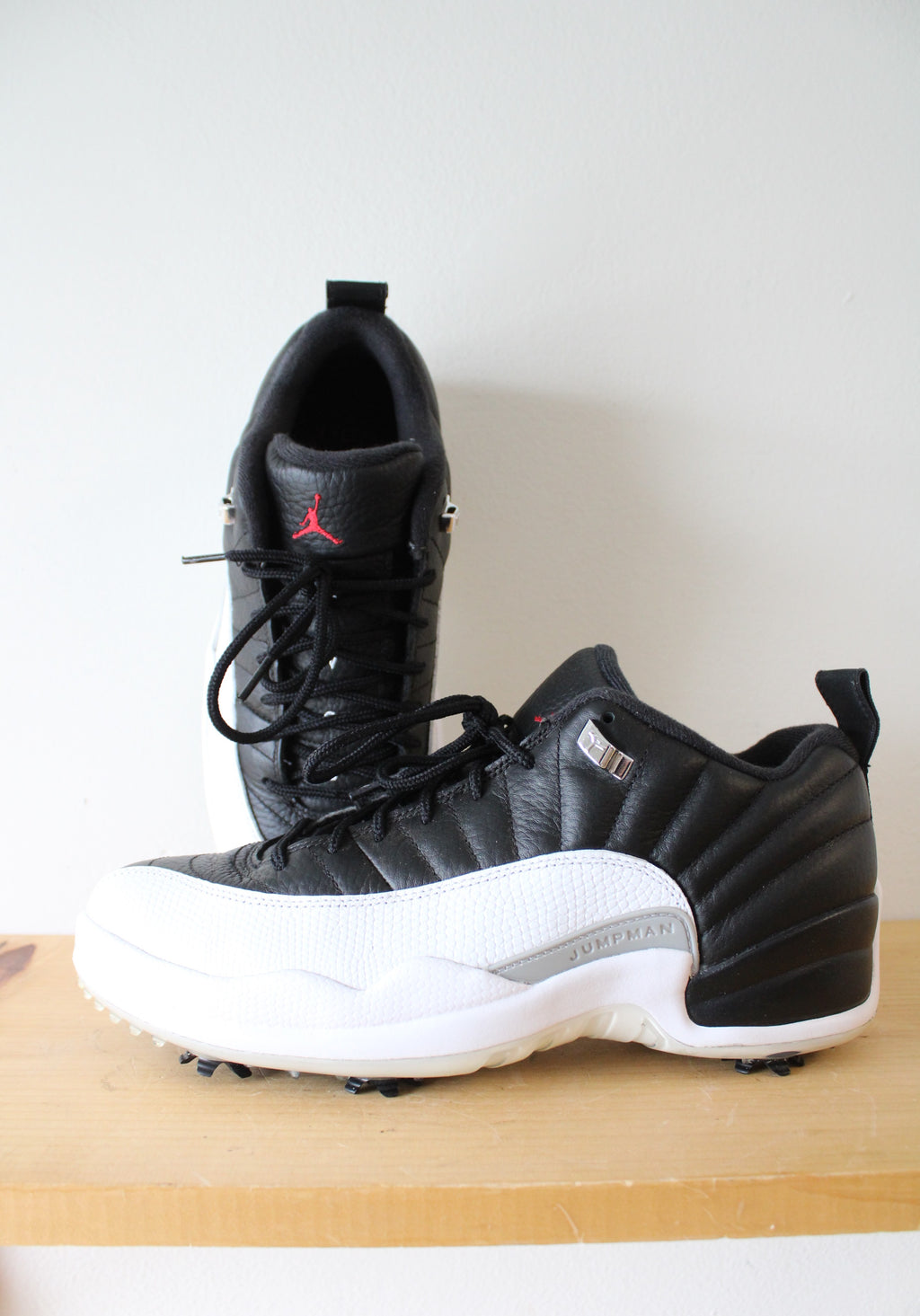 Nike Air Jordan 12 Black & White Retro Golf Shoes | Size 10