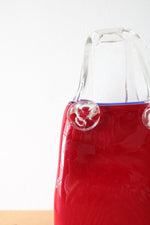 Vintage Red & Clear Hand Blown Glass Basket