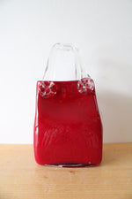 Vintage Red & Clear Hand Blown Glass Basket