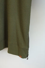 L.L. Bean Dark Olive Birchwood Brushed Waffle Crew Sweatshirt | XL Petite