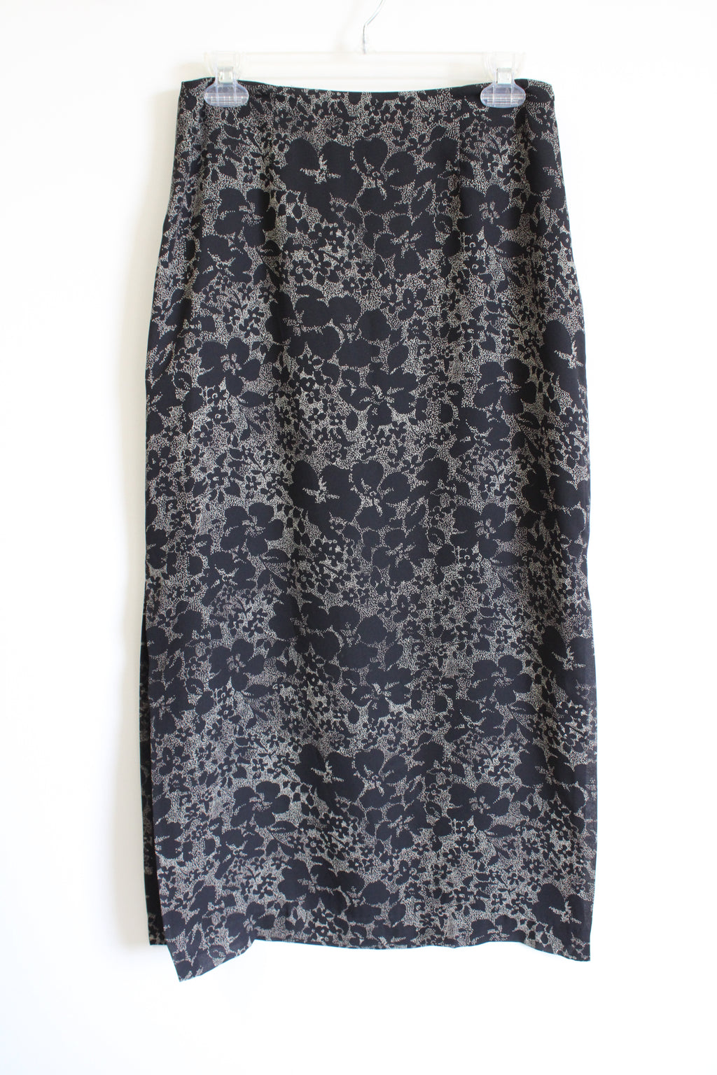 Geoffrey Beene Sport Vintage Black Tan Floral Slitted Skirt | 6
