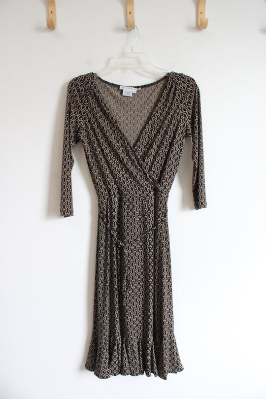 Maggy London Brown & Black Patterned A-Line Dress | 8