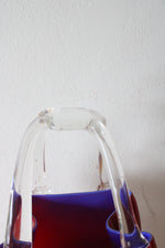 Vintage Red & Clear Hand Blown Glass Basket