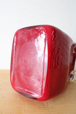 Vintage Red & Clear Hand Blown Glass Basket