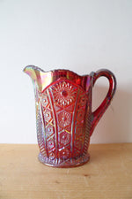 Indiana Glass Red Sunset Carnival Cut Glass Pitcher
