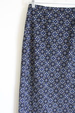 Geoffrey Beene Sport Vintage Blue Black Patterned Slitted Skirt | 6