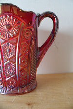 Indiana Glass Red Sunset Carnival Cut Glass Pitcher
