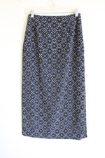 Geoffrey Beene Sport Vintage Blue Black Patterned Slitted Skirt | 6