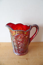 Indiana Glass Red Sunset Carnival Cut Glass Pitcher