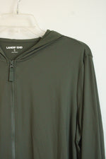 Lands' End Olive Green Lightweight Full Zip Hoodie | XL