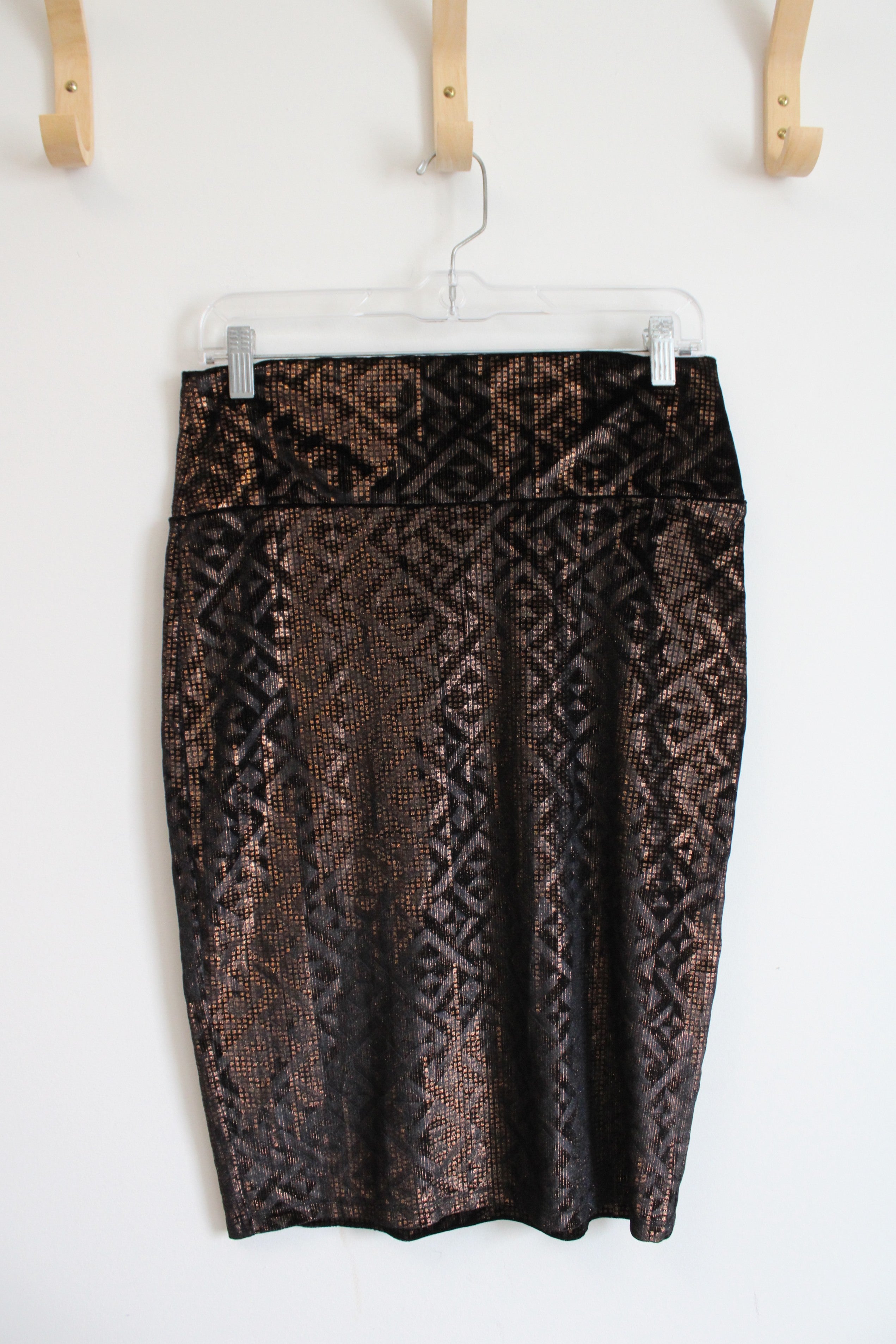 LuLaRoe Brown Velvet Shimmer Patterned Pencil Skirt | M