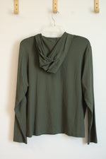 Lands' End Olive Green Lightweight Full Zip Hoodie | XL
