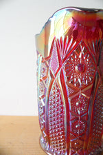 Indiana Glass Red Sunset Carnival Cut Glass Pitcher
