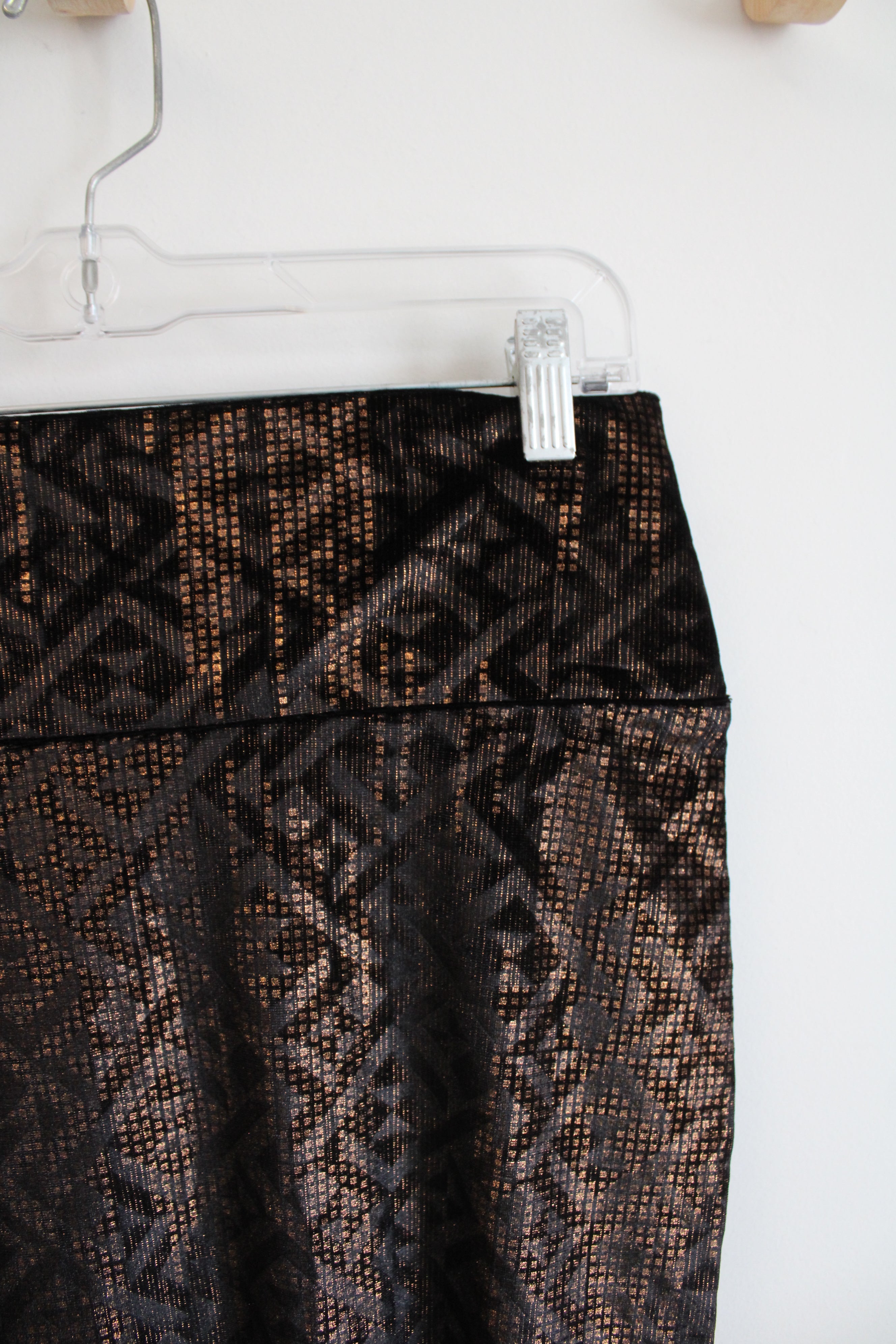 LuLaRoe Brown Velvet Shimmer Patterned Pencil Skirt | M
