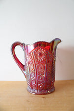 Indiana Glass Red Sunset Carnival Cut Glass Pitcher
